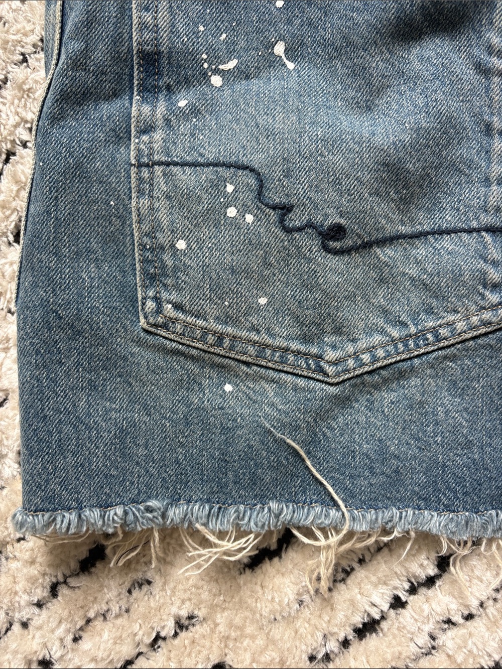 We The Free Blue Distressed Denim Shorts with Rope Drawcord - Picture 8 of 11